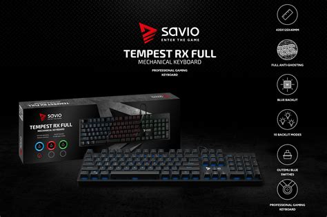 Mechanical Gaming Keyboard Savio Tempest Rx Full Outemu Blue