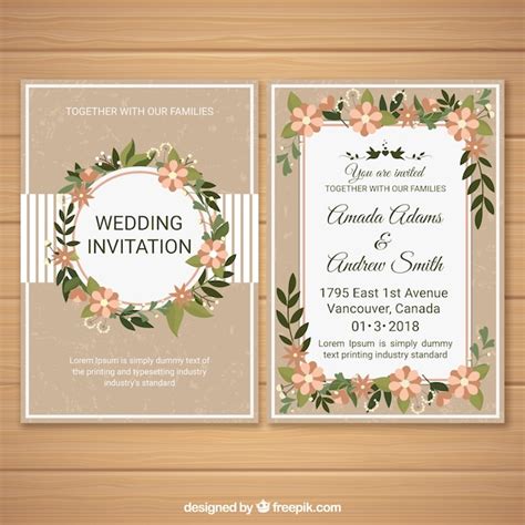 Invitation De Mariage Avec Des Ornements Floraux Vecteur Gratuite