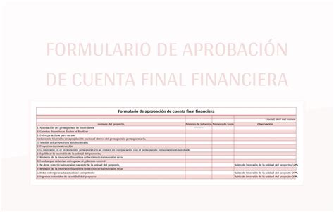 Plantilla De Excel Formulario De Aprobaci N De Cuenta Final Financiera