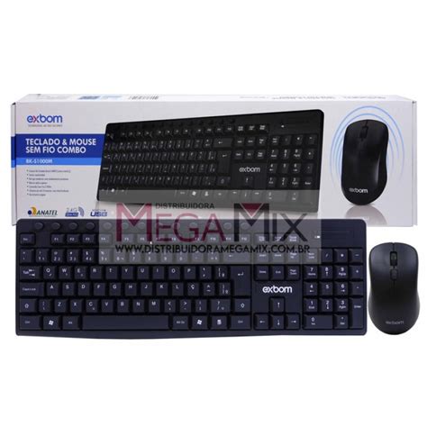 Kit Teclado E Mouse Sem Fio Bk S M Exbom Mega Mix