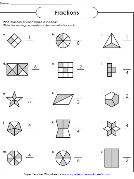 Free Beginning Fractions Worksheets