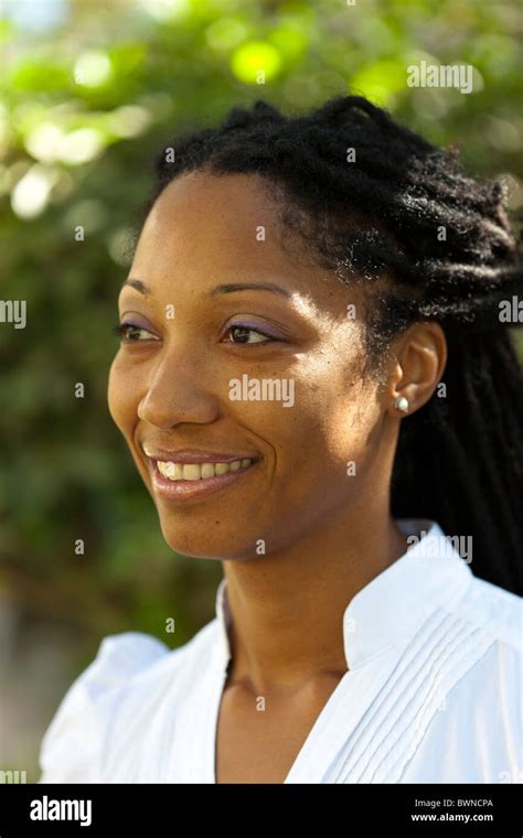 Portrait Of Smiling Afro American Woman Stock Photo Alamy