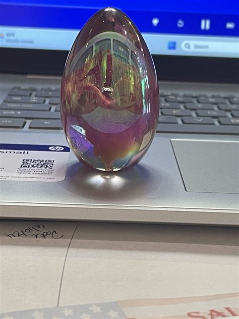 Egg Shape Iridescent Signed Msh 84 Art Glass Vintage Paperweight Ebay