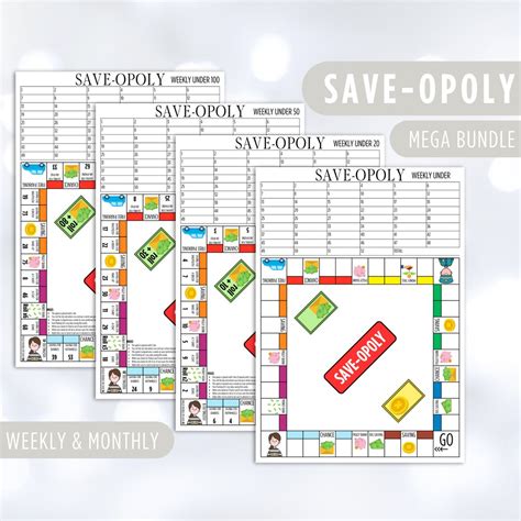 Mega Bundle Save Opoly Monopoly Game Saveopoly Fun Saving Challenge