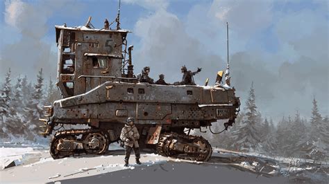 Wallpaper Ship Apocalyptic Snow Winter Vehicle Tank Military