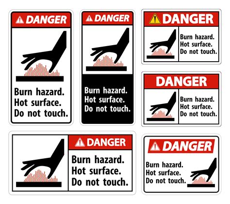 Danger Burn Hazards And Hot Surface Signs 1100426 Vector Art At Vecteezy