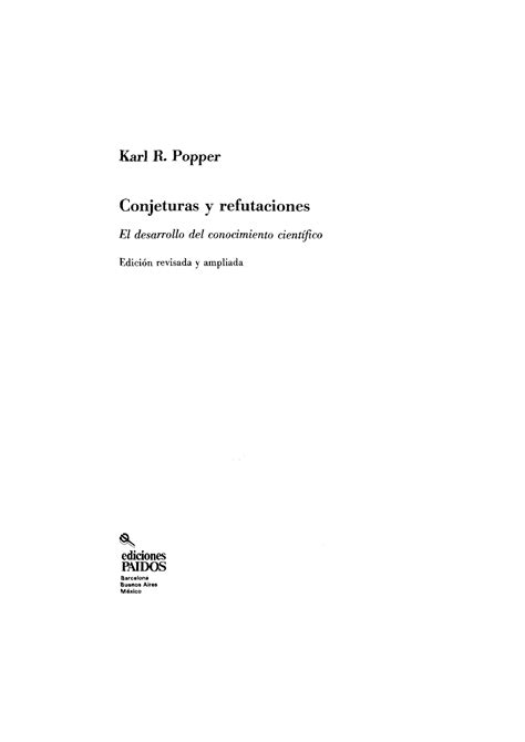 Popper Conjeturas Y Refutaciones Epistemologia Y Metodologia De La