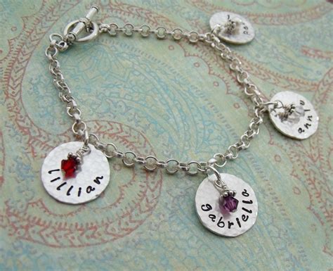 Personalized Charm Bracelet - Hand Stamped Bracelet - Sterling Silver ...