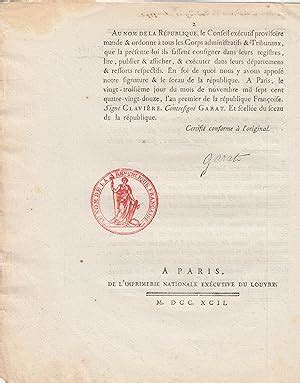 Décret de la Convention nationale Du 23 novembre 1792 l an I er de la