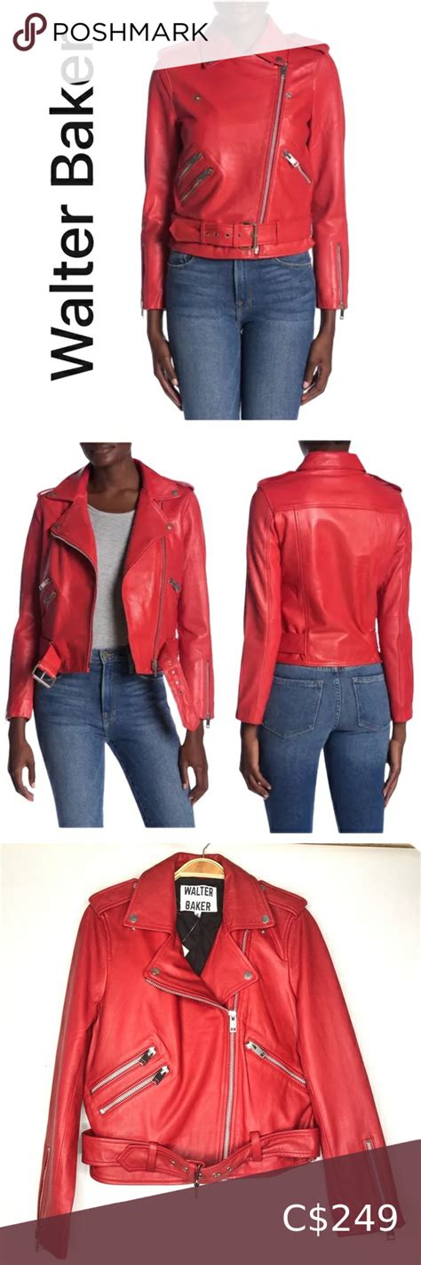 Walter Baker Allison Leather Moto Red Jacket Red Jacket Moto Jacket