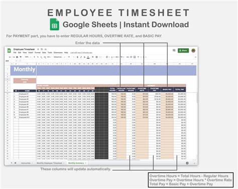 Google Sheets - Employee Timesheet - Sweet – kjunstudio