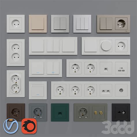 Розетки и выключатели Schneider Electric Atlas Design - Разное - 3D модель