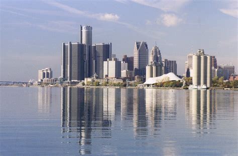 Detroit Skyline And Reflections In The Detroit River Fro Flickr