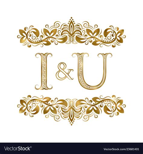 I And U Vintage Initials Logo Symbol The Letters Vector Image