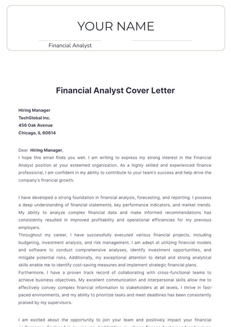 Free Financial Analyst Cover Letter Template Edit Online And Download