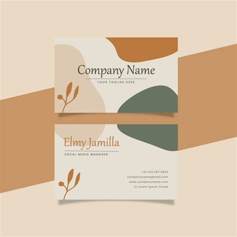 Printable Aesthetic Business Card Template Decorated With Orange Green