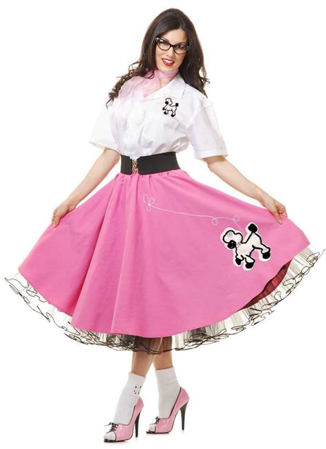 Complete Poodle Skirt Outfit Pink And White Adult Plus Costume Poodle