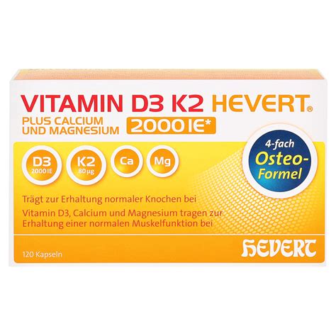 VITAMIN D3 K2 Hevert plus Ca Mg 2000 IE 2 Kapseln 120 Stück online