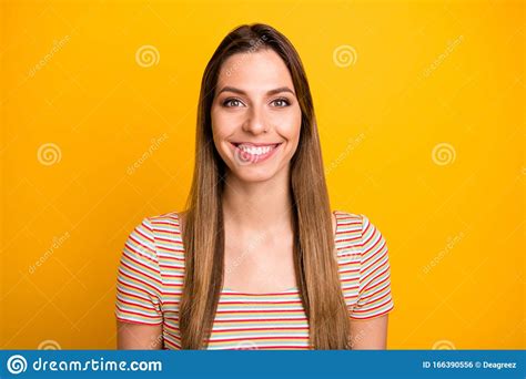 Close Up Photo Of Beautiful Pretty Lady Toothy Beaming Smiling On