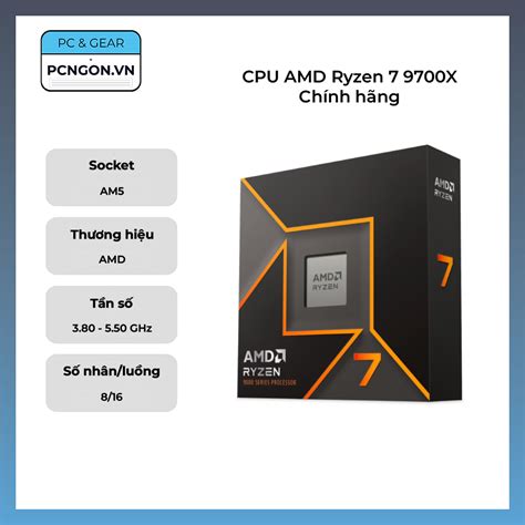 CPU AMD Ryzen 7 9700X Chính hãng 3 8GHz Turbo 5 5GHz 8 nhân 16 luồng