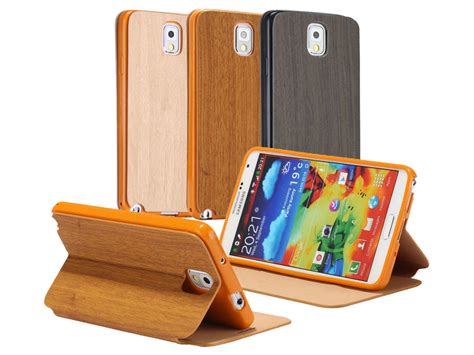 Hout Look Sideflip Case Hoesje Voor Samsung Galaxy Note