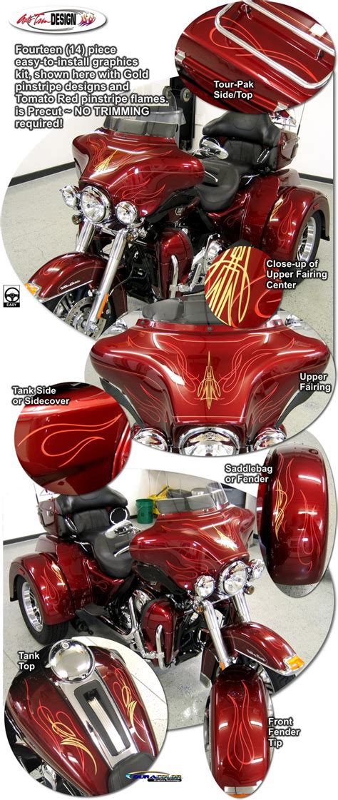 Two Color Pinstripe Graphics Kit 2 For Harley Davidson Touring Bikes