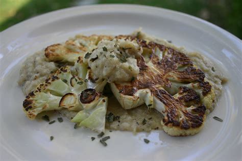 Cauliflower Steaks With Cauliflower Puree The Gardener S Cottage