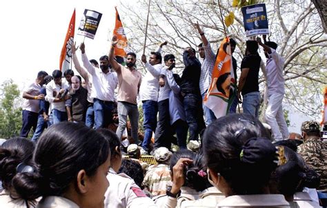 Indian Youth Congress Workers Take Part In A Protest Against The Fresh