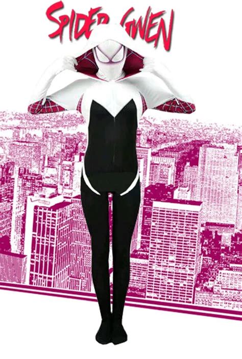 Free Shipping Superhero Spider Women Spider Gwen Gwendolyn Maxine Stacy Jumpsuts Zentai Anime