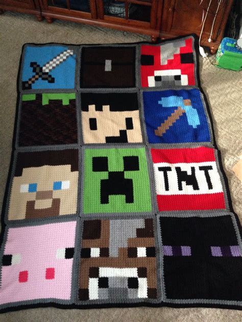 Minecraft Blanket 2 Minecraft Crochet Minecraft Crochet Patterns