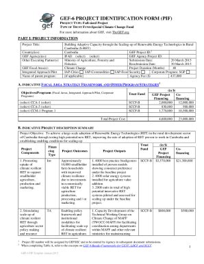 Fillable Online Gef Project Identification Form Pif Fax Email Print