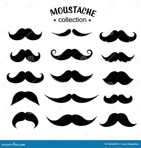 Set Of Silhouette Mustache Icon Stock Vector Illustration Of Black