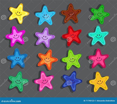 Colorful Cartoon Starfish with Funny Faces. Stock Vector - Illustration ...