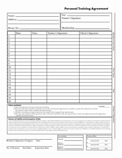 Personal Trainer Workout Plan Template Awesome Personal Trainer Form