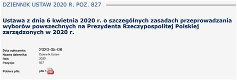 Ustawa O Wyborach Korespondencyjnych Opublikowana W Dzienniku Ustaw