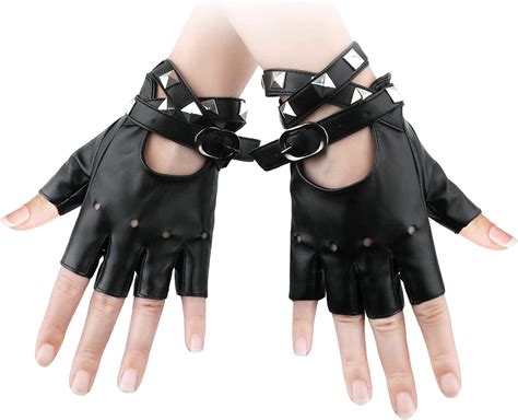 KINBOM 1 Paar Fingerlose Handschuhe Aus Leder Weiches PU Punk