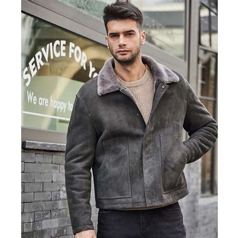 Denny Dora Mens Shearling Jacket Warmest Winter Coats Short Sheepskin