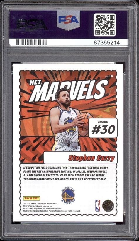 Stephen Steph Curry Psa Panini Donruss Net Marvels Diamond