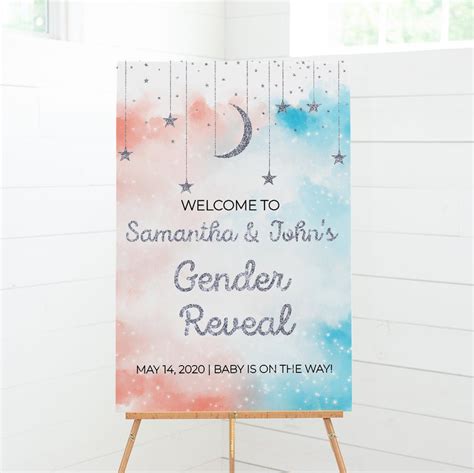 Gender Reveal Sign Gender Reveal Welcome Sign Twinkle Etsy