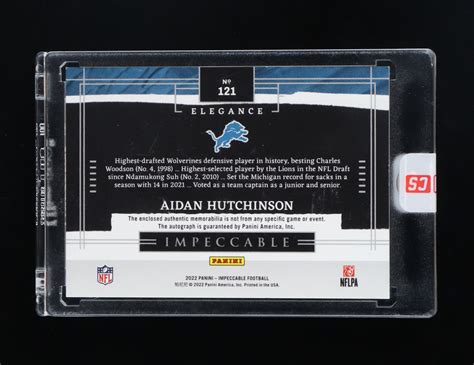 Aidan Hutchinson Panini Impeccable Elegance Rookie Helmet And