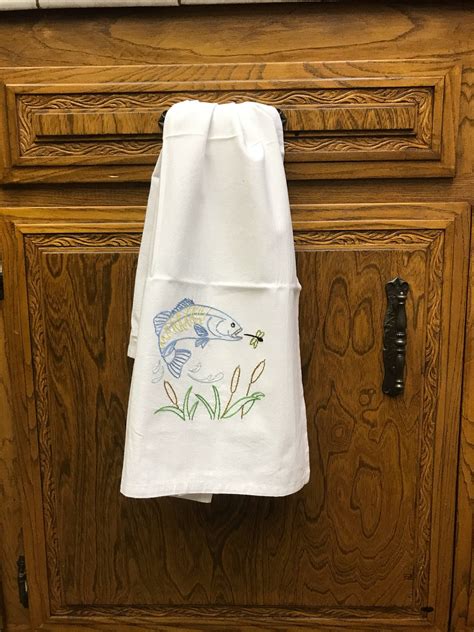 Set Of 7 Hand Embroidered Kitchen Towels With Outdoor Living Theme