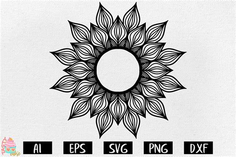 Silhouette Outline Stencil Sunflower Mandala Svg D Layered Mandala