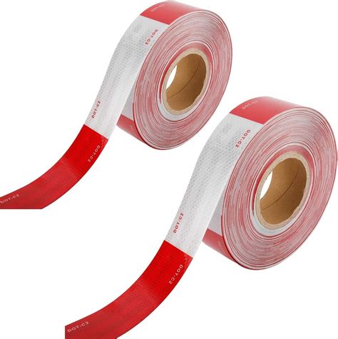 Toolly Reflective Safety Tape 2 Inch X 200 Feet Dot C2 Waterproof Red And White