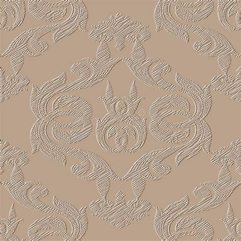 Floral Textured 3d Seamless Pattern Vector Embossed Beige Background