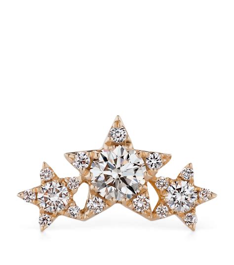 MARIA TASH Rose Gold Diamond Star Garland Threaded Stud Earring