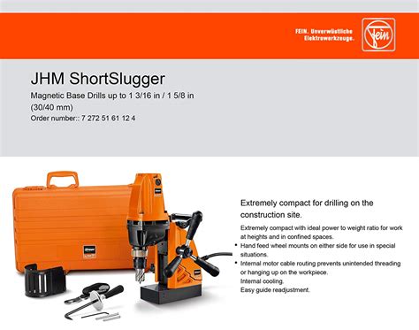 Slugger By Fein Jhm Series Short Slugger Magnetic Base Drilling Unit