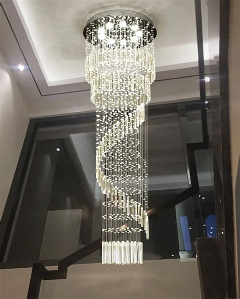 Moderno K9 Lustre De Cristal Longo Luzes Da Escada Luz Cristal Espiral