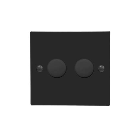 Dimmer Switch 2 Gang 400w Matt Black Mr Resistor Lighting