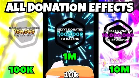 Every Donation Effect In Pls Donate 10k 100k 1m 10m Youtube