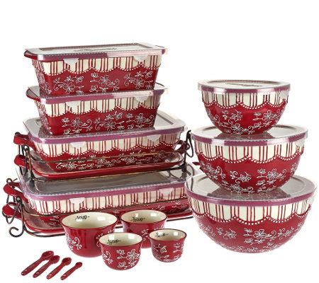 "As Is" Temp-tations Floral Lace 20 piece Bakeware Set - K307401 — QVC.com